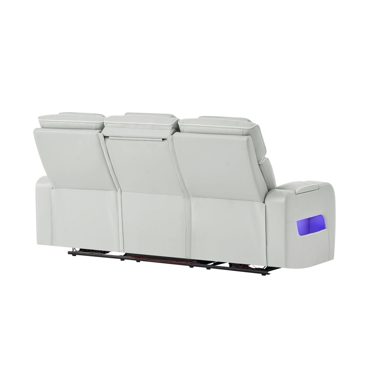 Julian - Power Reclining Sofa With Footrest And LED Lighting - Silver