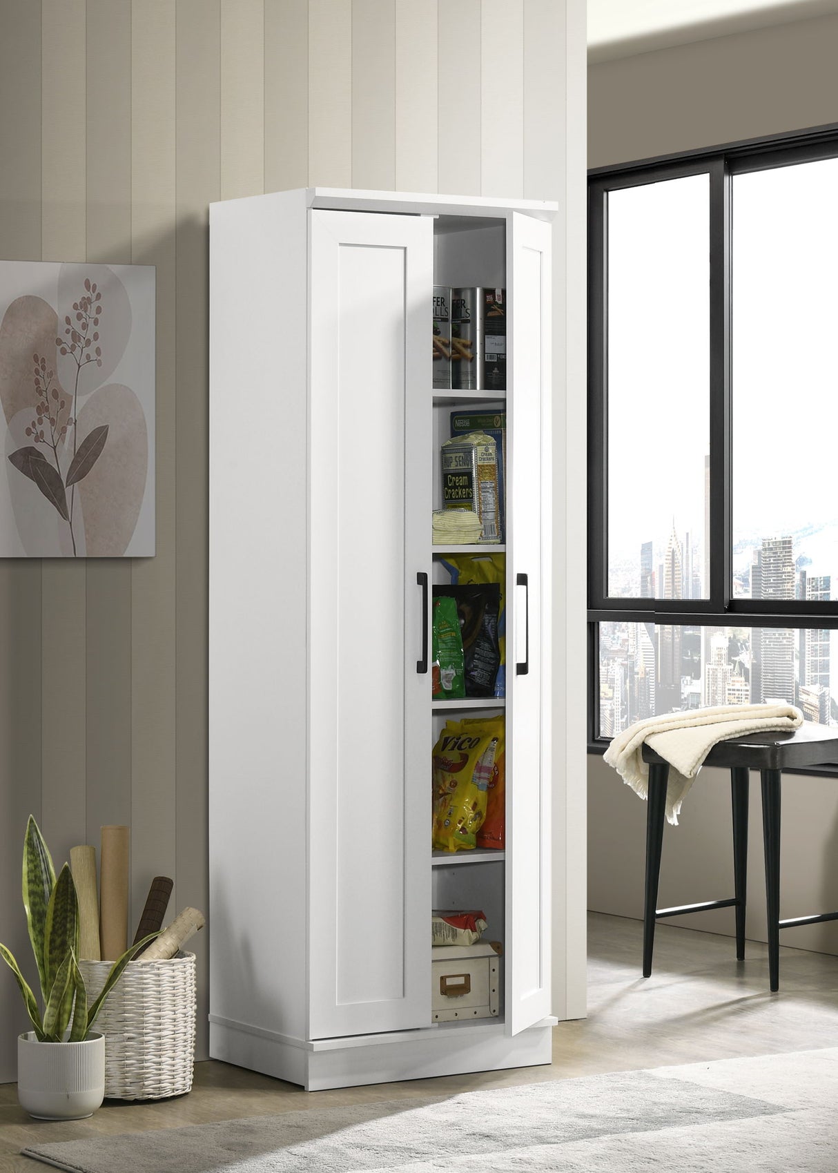Evelyn - Sleek Storage Cabinet With Framed Panel Design - White by Lilola Home | Bel Furniture