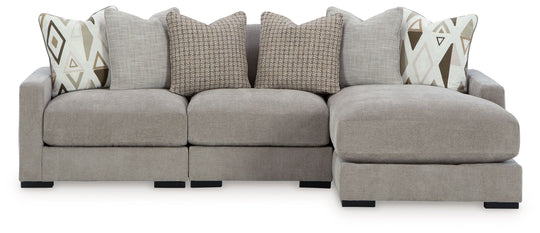 Aslan Court - Sectional Gray 3 Pc. Sofa Sectional With RAF Corner Chaise by Benchcraft® | Bel Furniture