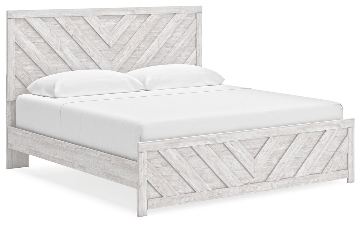 Cayboni - King Panel Bed - Whitewash