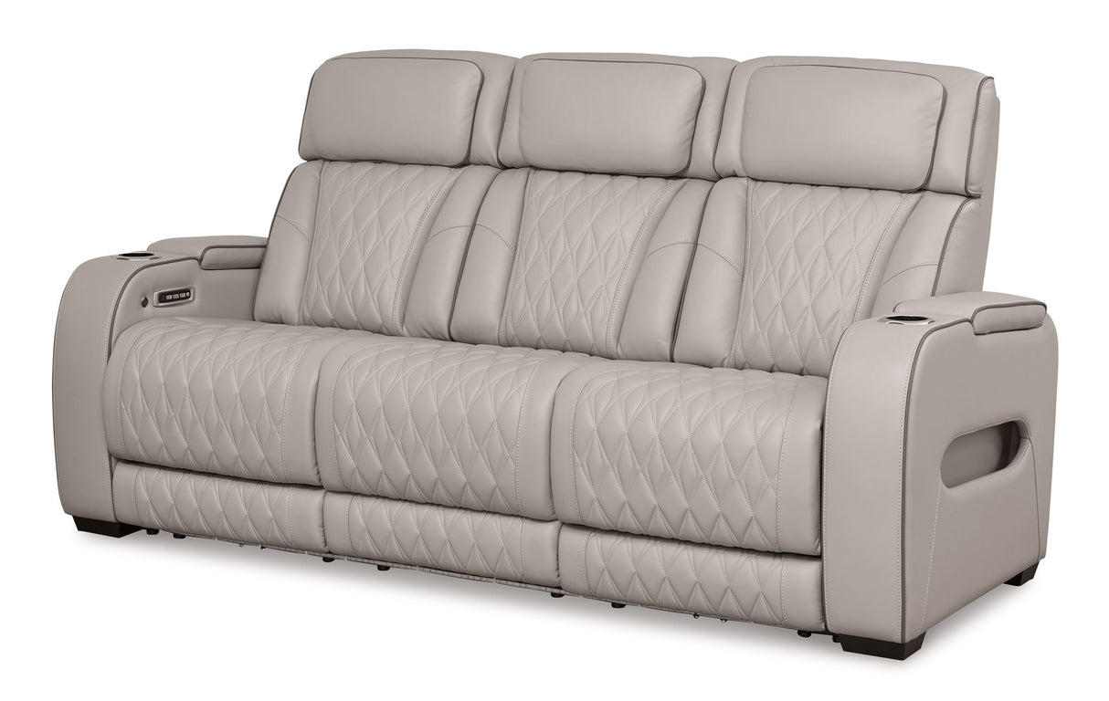 Boyington - Power Reclining Sofa With Adj Headrest Gray by Signature Design by Ashley® | Bel Furniture