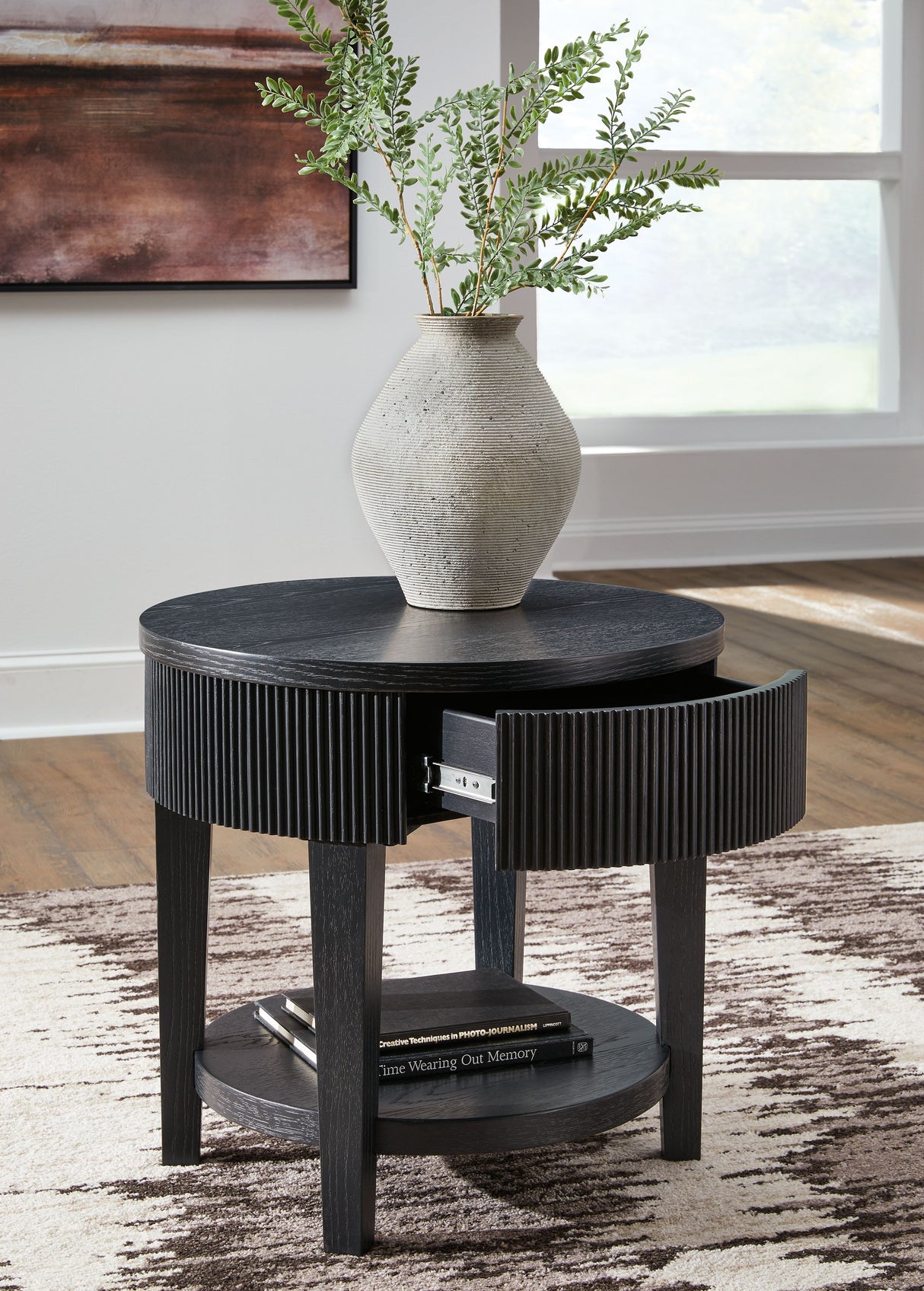 Marstream - Black - Round End Table by Signature Design by Ashley® | Bel Furniture