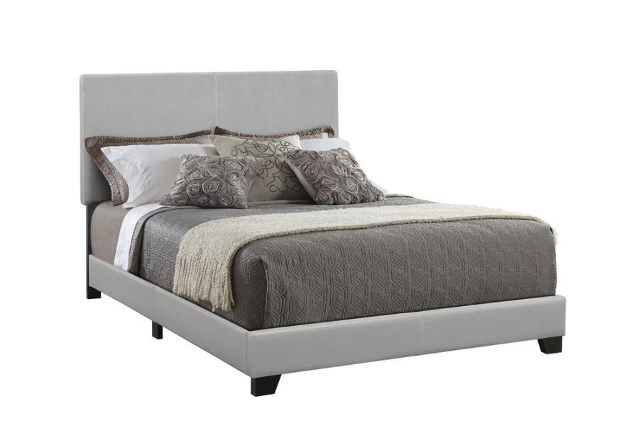 Dorian - Upholstered Panel Bed Gray Full Faux Leather by CoasterEveryday | Bel Furniture