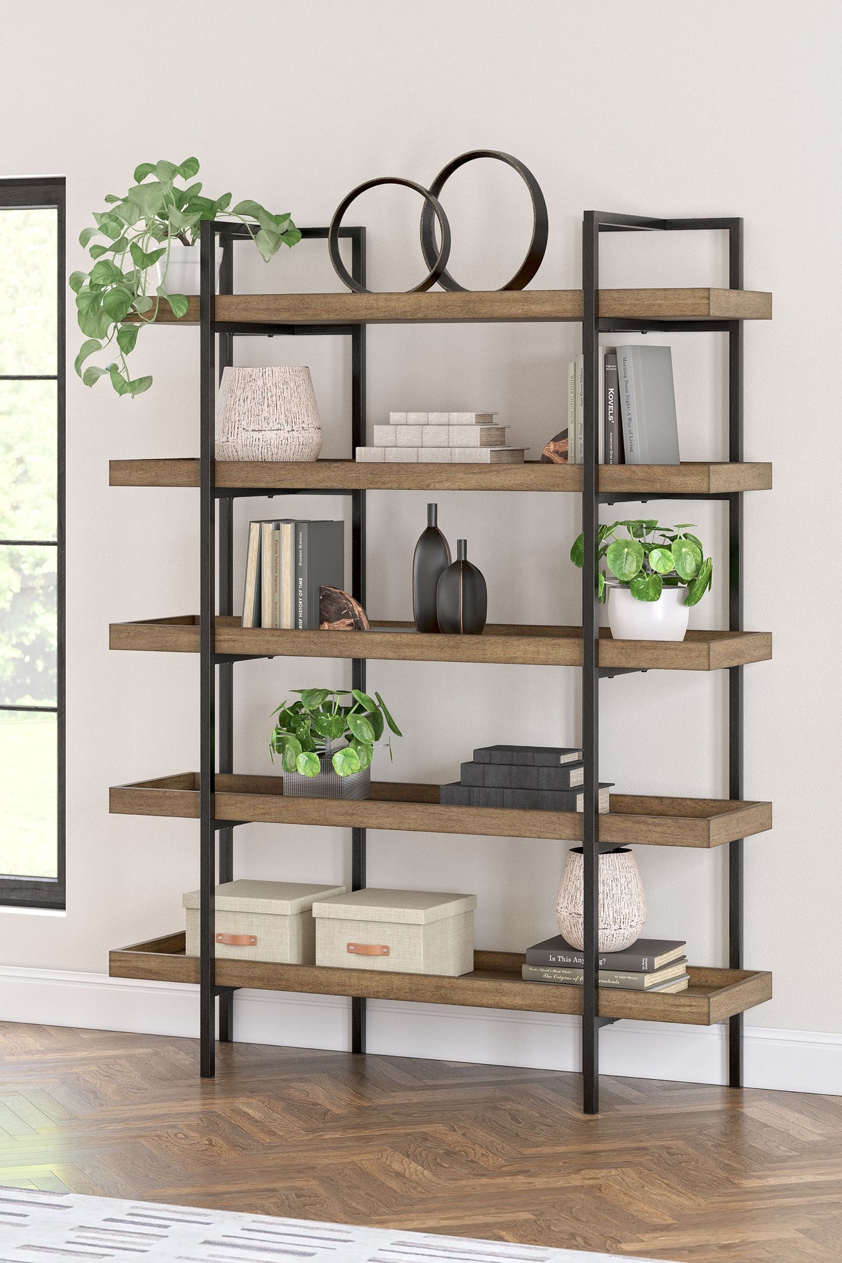 Montia - Light Brown - Bookcase by Signature Design by Ashley® | Bel Furniture