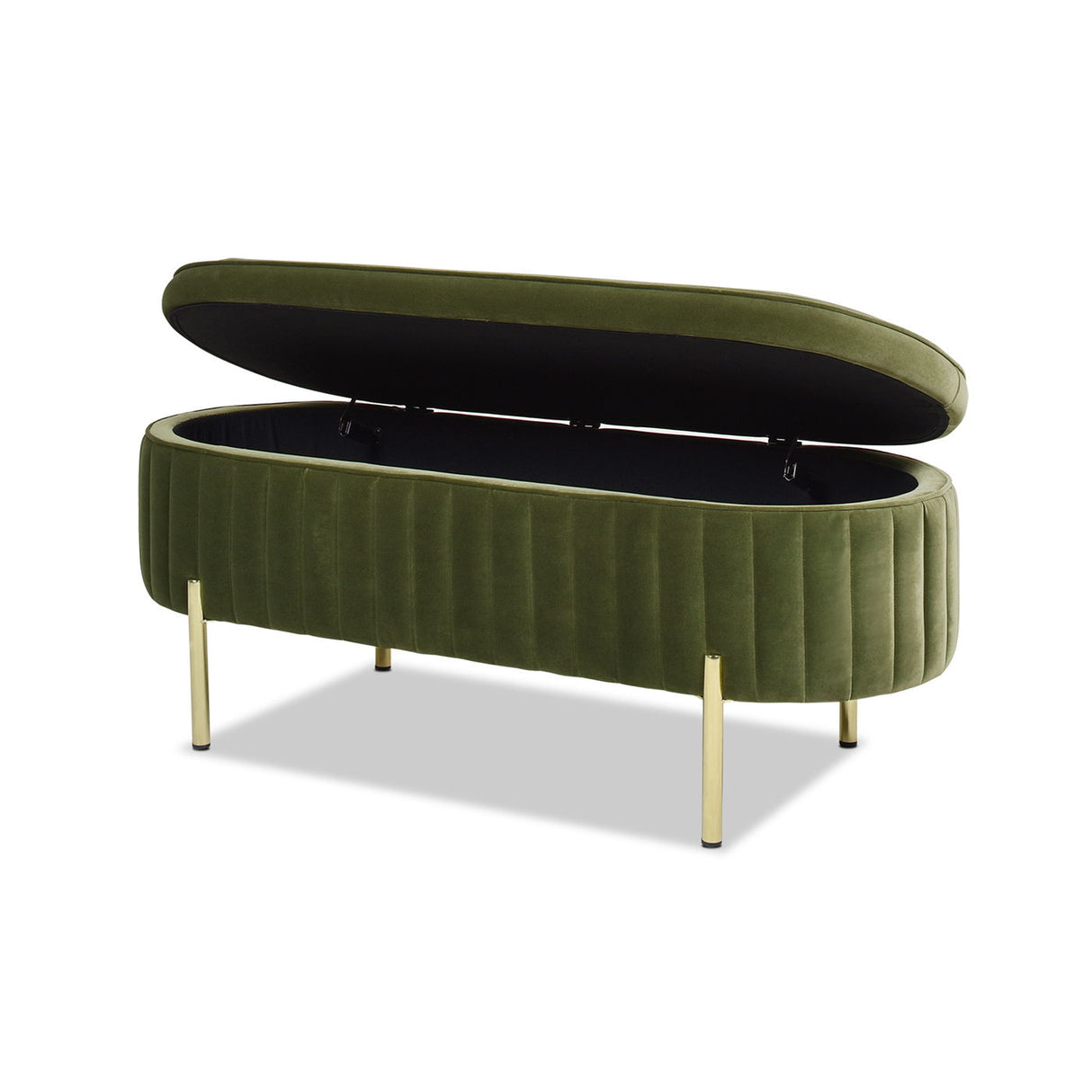 Chloe - Modern Glam Storage Bench - Olive Green by Jennifer Taylor Home | Bel Furniture