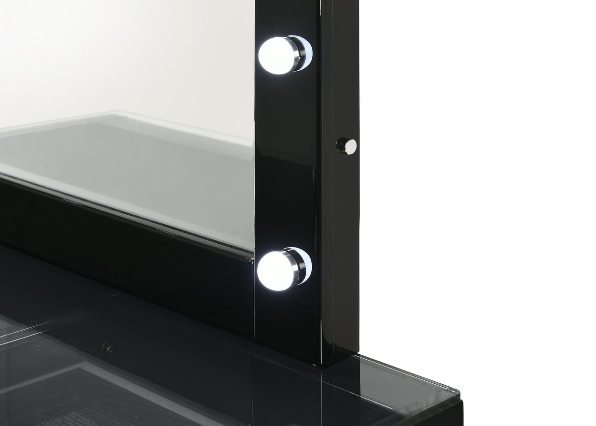 Morgan - Vanity Desk With Glass Top And Led Mirror by Crown Mark | Bel Furniture