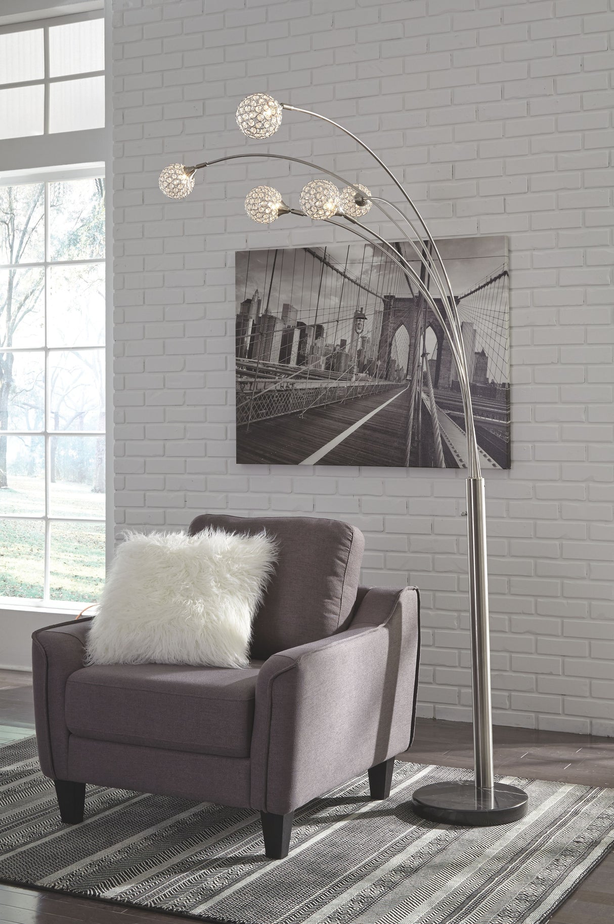 Winter - Silver Finish - Metal Arc Lamp by Signature Design by Ashley® | Bel Furniture