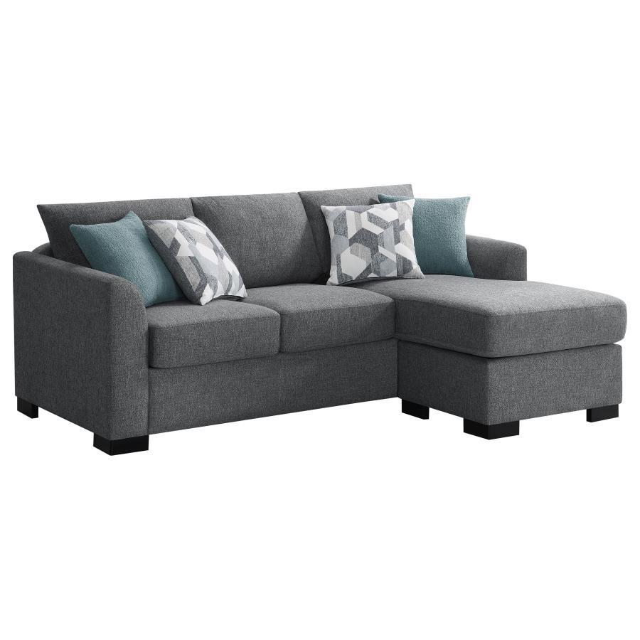 Storey - Upholstered Sleeper Sectional Chaise Sofa Gray by CoasterEveryday | Bel Furniture