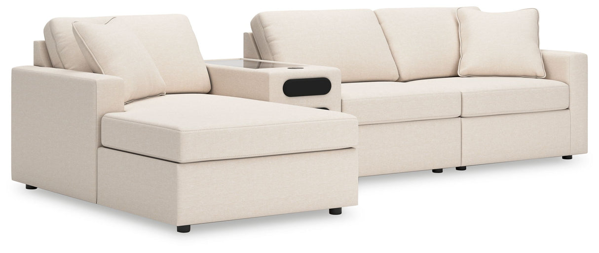 Modmax - Oyster - Sectional White 4 Pc. Sectional With Laf Corner Chaise And Audio Console by Signature Design by Ashley® | Bel Furniture