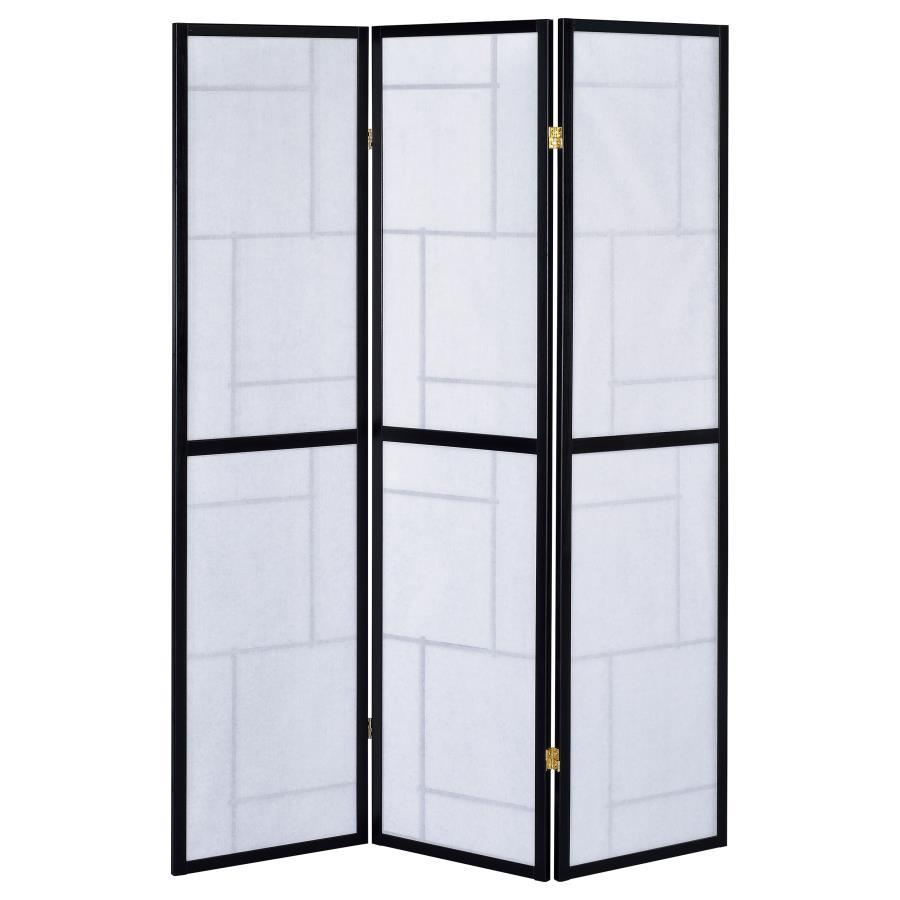 Damis - 3-Panel Room Divider Folding Shoji Screen - Black by CoasterEveryday | Bel Furniture