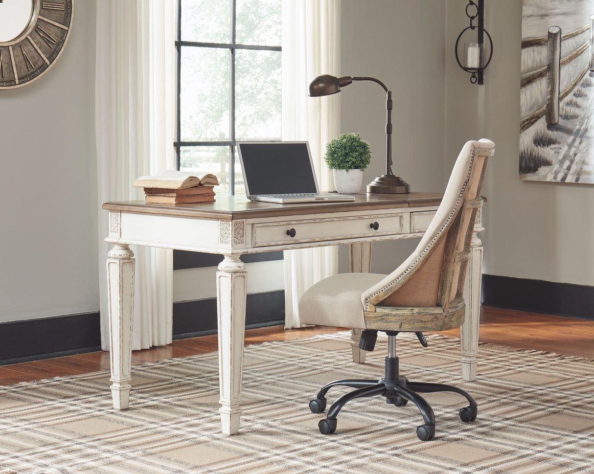 Realyn - White / Brown - Home Office Lift Top Desk by Signature Design by Ashley® | Bel Furniture