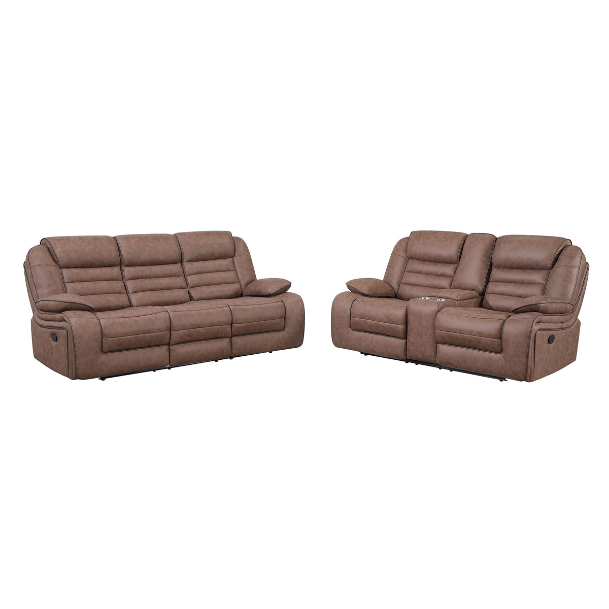 Lucius - Console Reclining Loveseat With Manual Recline - Brown