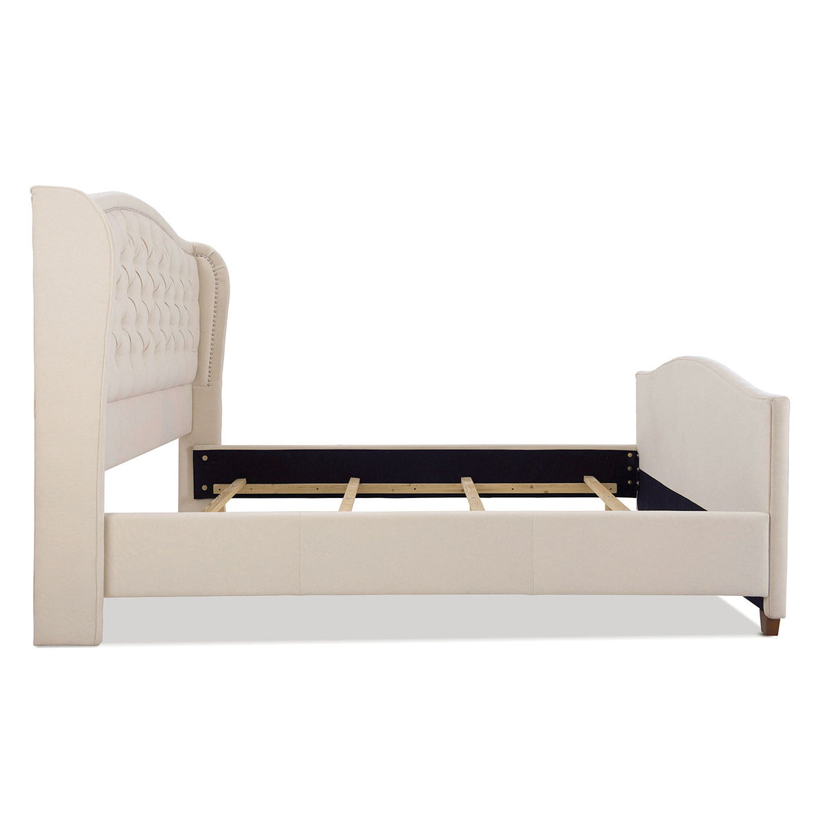 Marcella - King Upholstered Shelter Headboard Bed Set - Beige