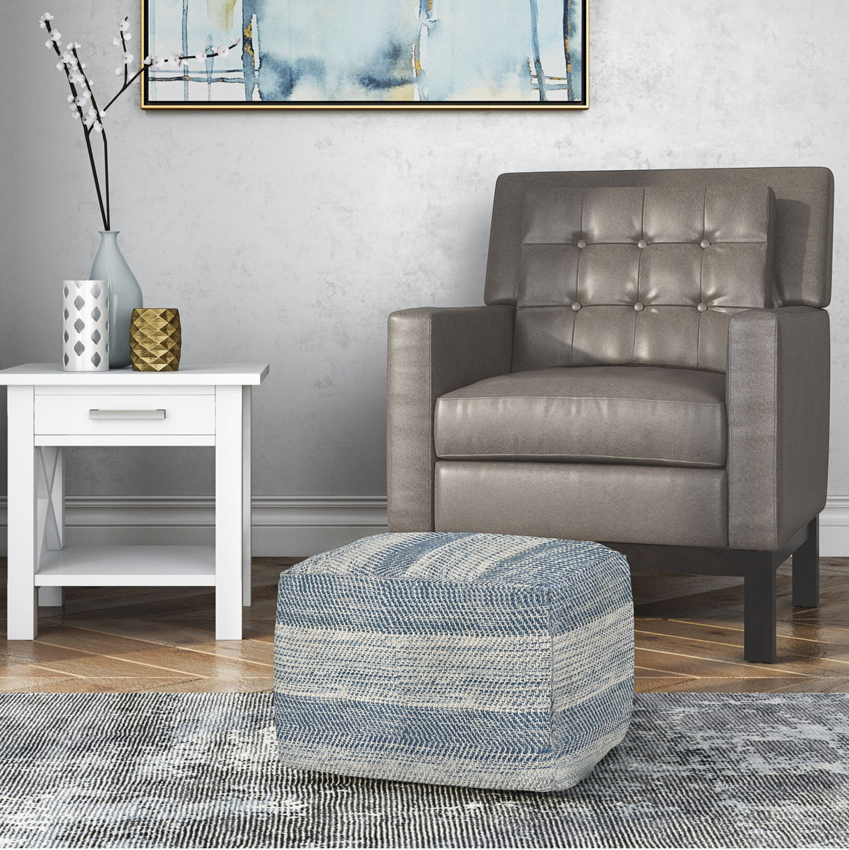 Clay - Square Pouf, Upholstered by Simpli-Home | Bel Furniture