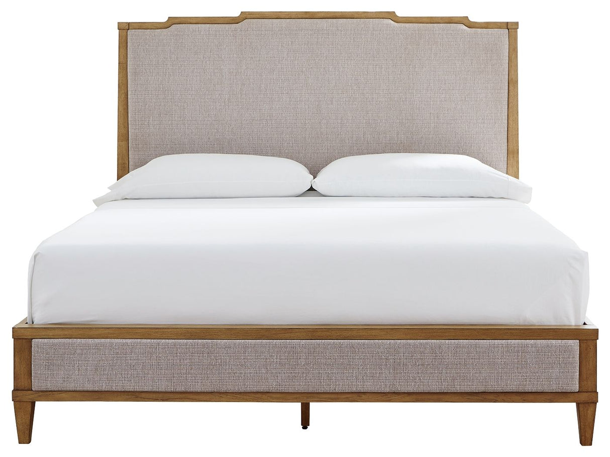 Sharlance - King Upholstered Panel Bed - Light Brown