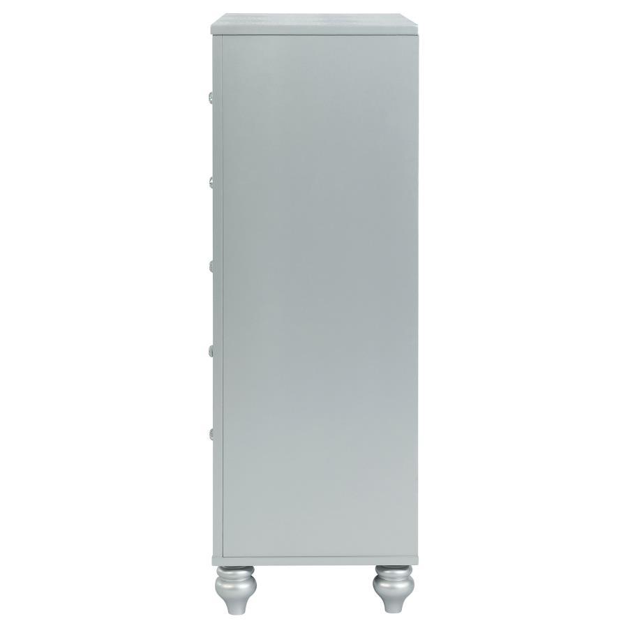 Gunnison - 5-Drawer Bedroom Chest - Silver Metallic by CoasterEssence | Bel Furniture