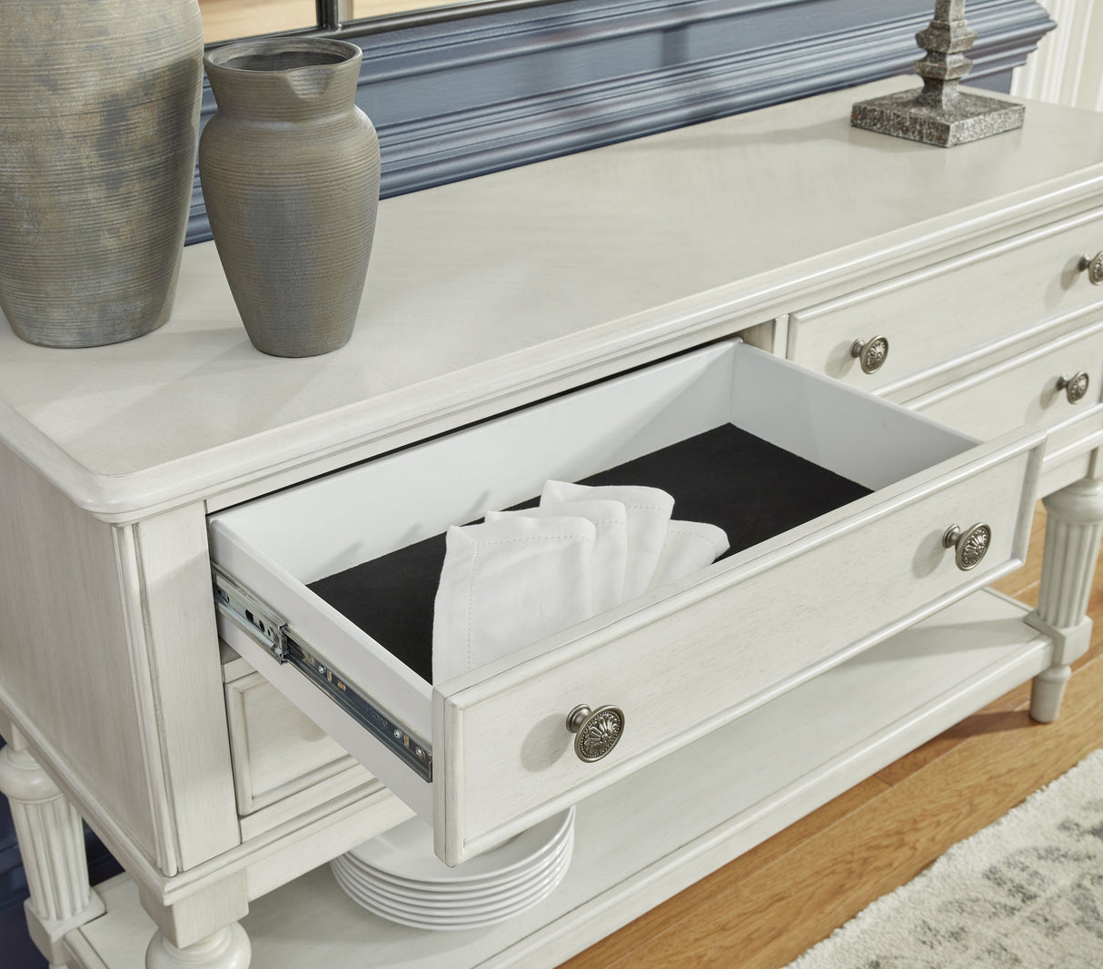Montelaine - Antique White - Dining Room Server by Benchcraft® | Bel Furniture