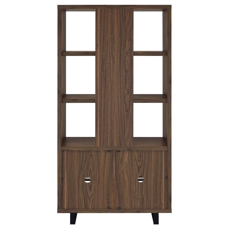 Maddox - 3-Shelf Cabinet Bookcase - Walnut by CoasterEveryday | Bel Furniture