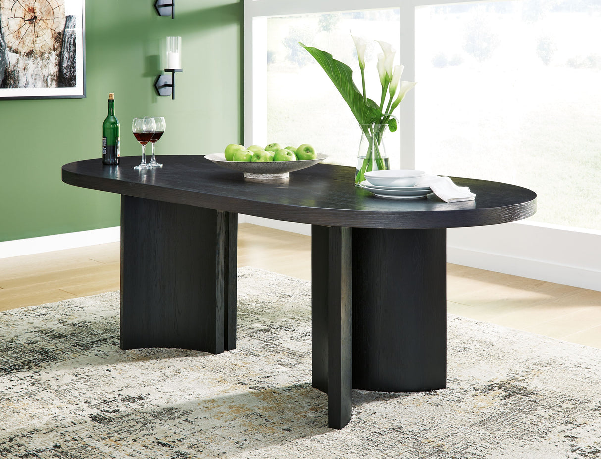 Rowanbeck - Black - Oval Dining Room Table by Signature Design by Ashley® | Bel Furniture