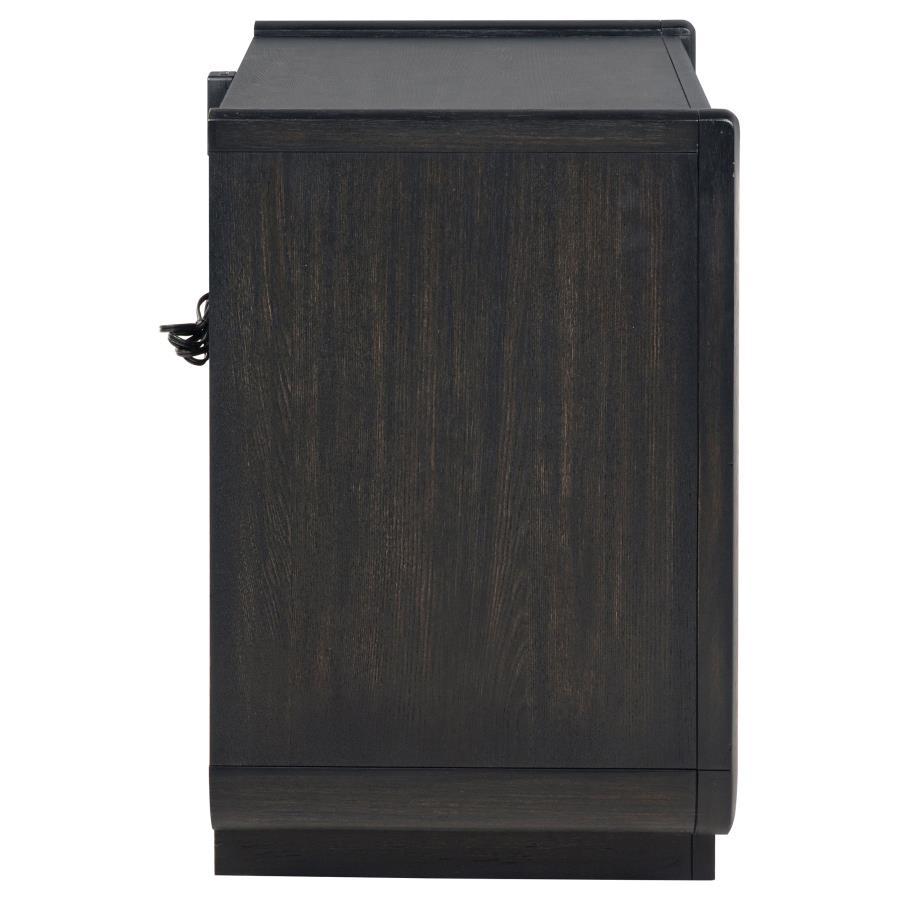 Leandro - 2-Drawer LED Nightstand With USB - Burnished Black