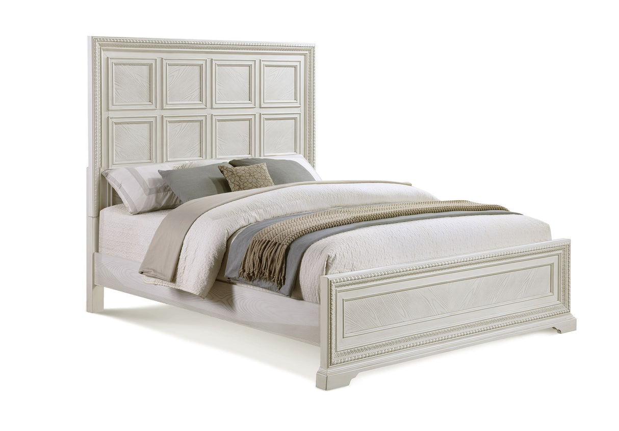 Alexandria - Queen Panel Bed- White