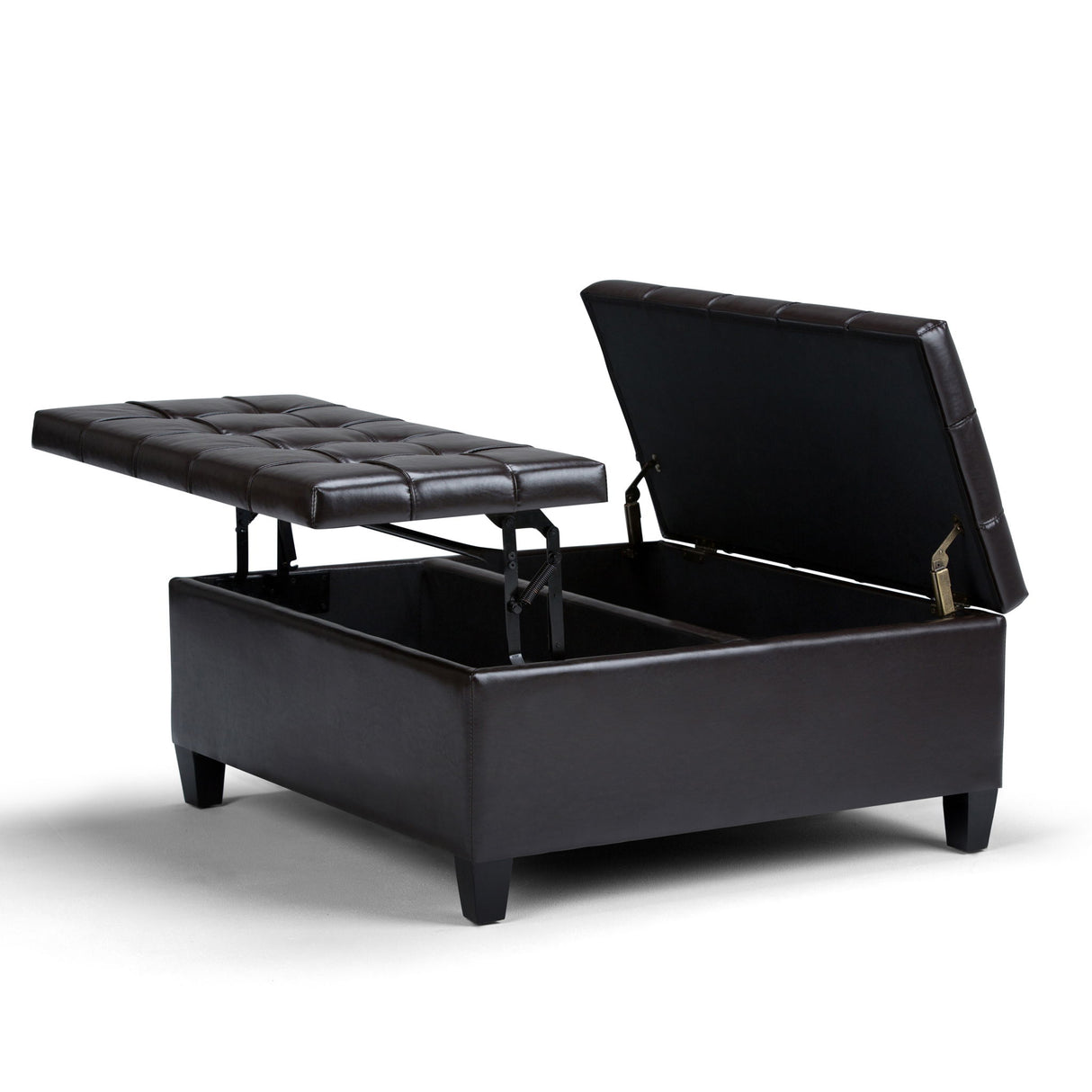 Harrison - Coffee Table Storage Ottoman - Tanners Brown by Simpli-Home | Bel Furniture