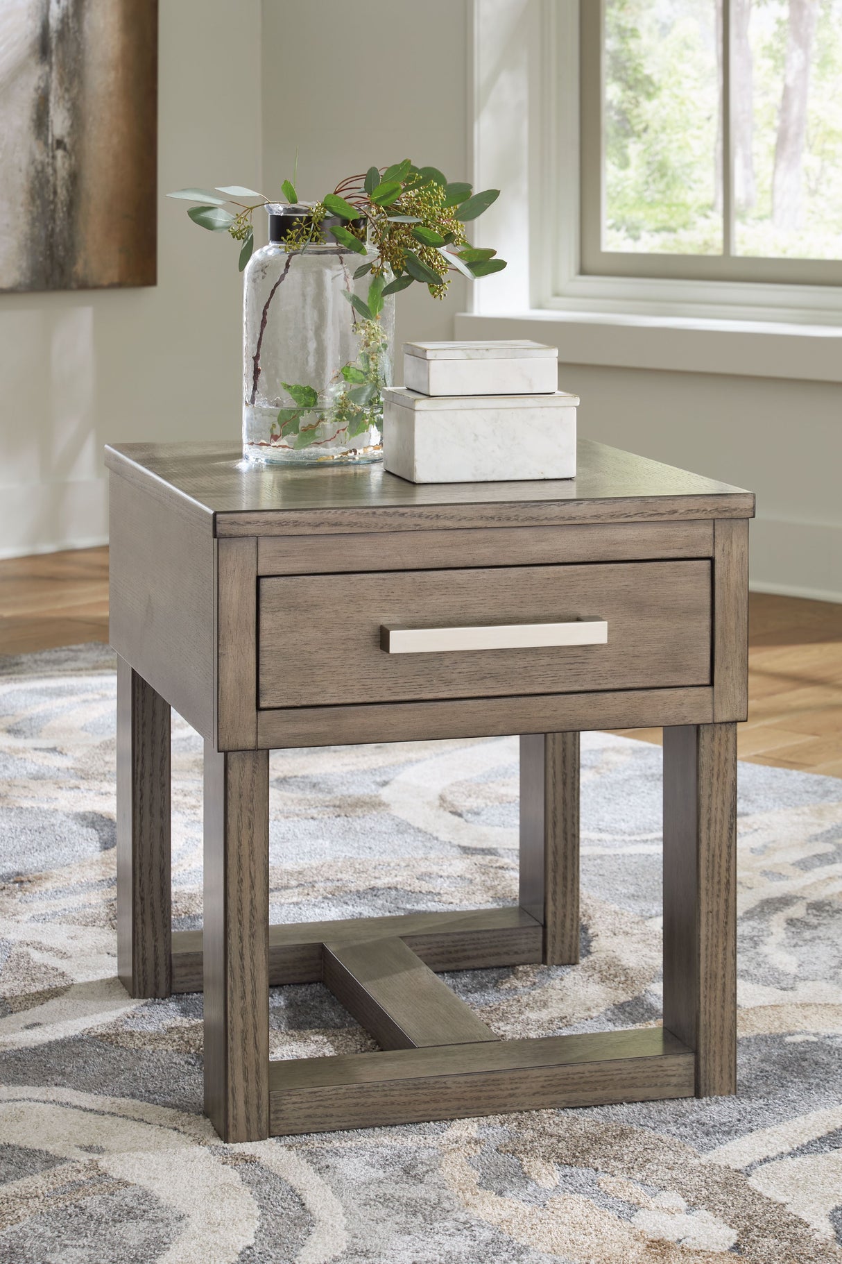 Loyaska - Grayish Brown - Rectangular End Table by Signature Design by Ashley® | Bel Furniture