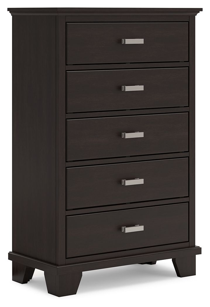 Covetown - Dark Brown - Five Drawer Chest by Signature Design by Ashley® | Bel Furniture