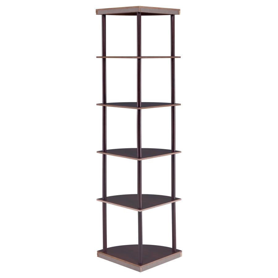 Bonwick - 5-Shelf Corner Bookshelf - Cappuccino by CoasterEveryday | Bel Furniture