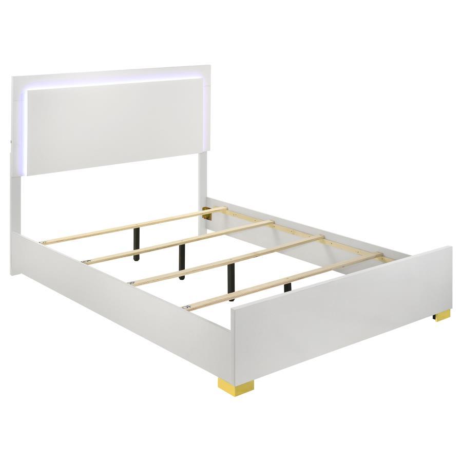 Marceline - Wood LED Panel Bed White Queen by Coaster Fine Furniture | Bel Furniture