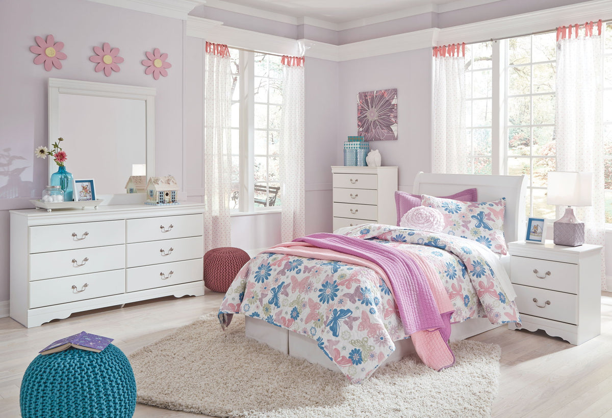 Anarasia - Twin Sleigh Headboard with Bolt on Bed Frame - White