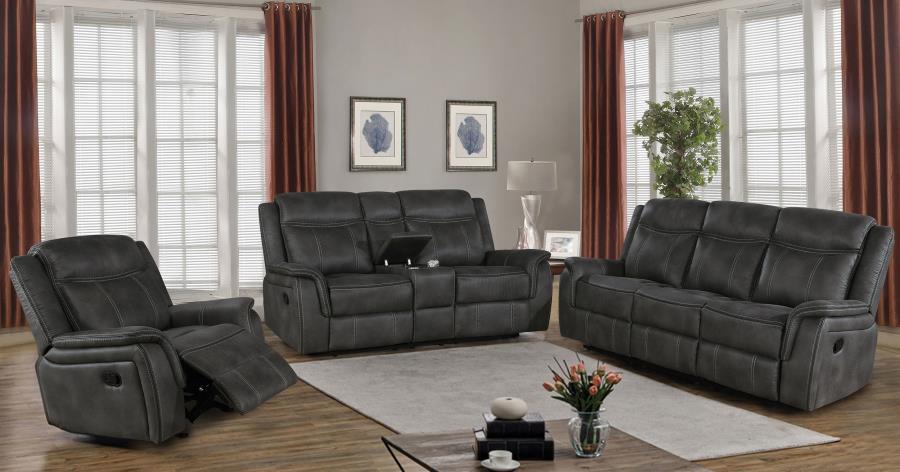 Lawrence - Upholstered Padded Arm Reclining Sofa - Charcoal by CoasterEveryday | Bel Furniture
