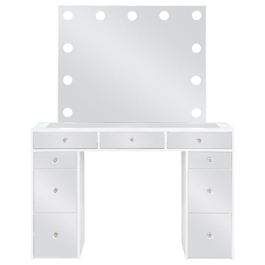 Regina - Makeup Vanity Table Set With Lighting - White by Coaster Fine Furniture | Bel Furniture