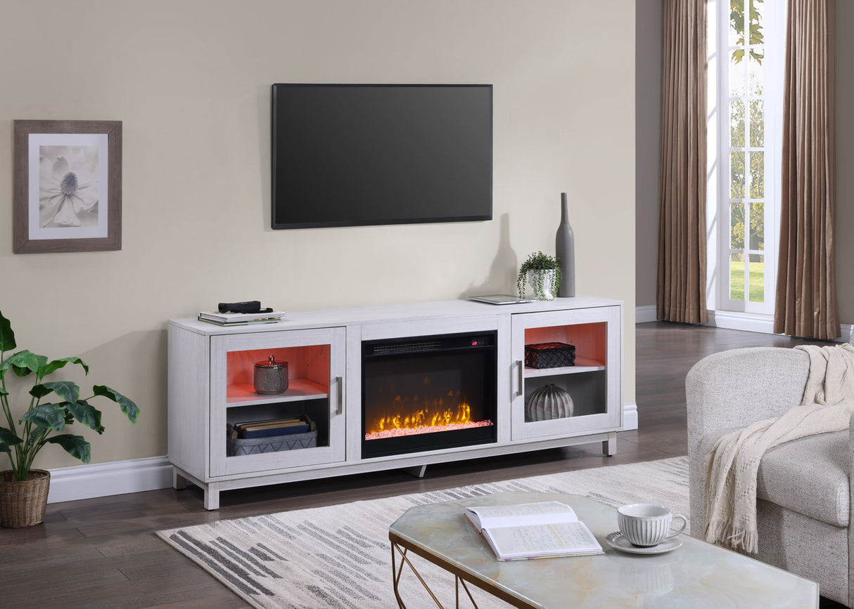 Summit - TV Stand Console With Fireplace - White Walnut Finish by Lilola Home | Bel Furniture
