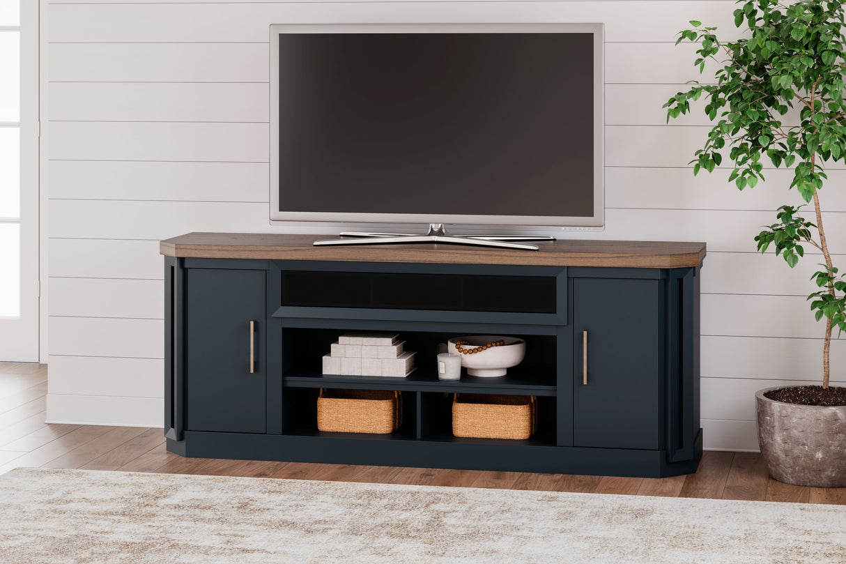 Landocken - Brown / Blue - XL TV Stand W/Fireplace Option by Signature Design by Ashley® | Bel Furniture