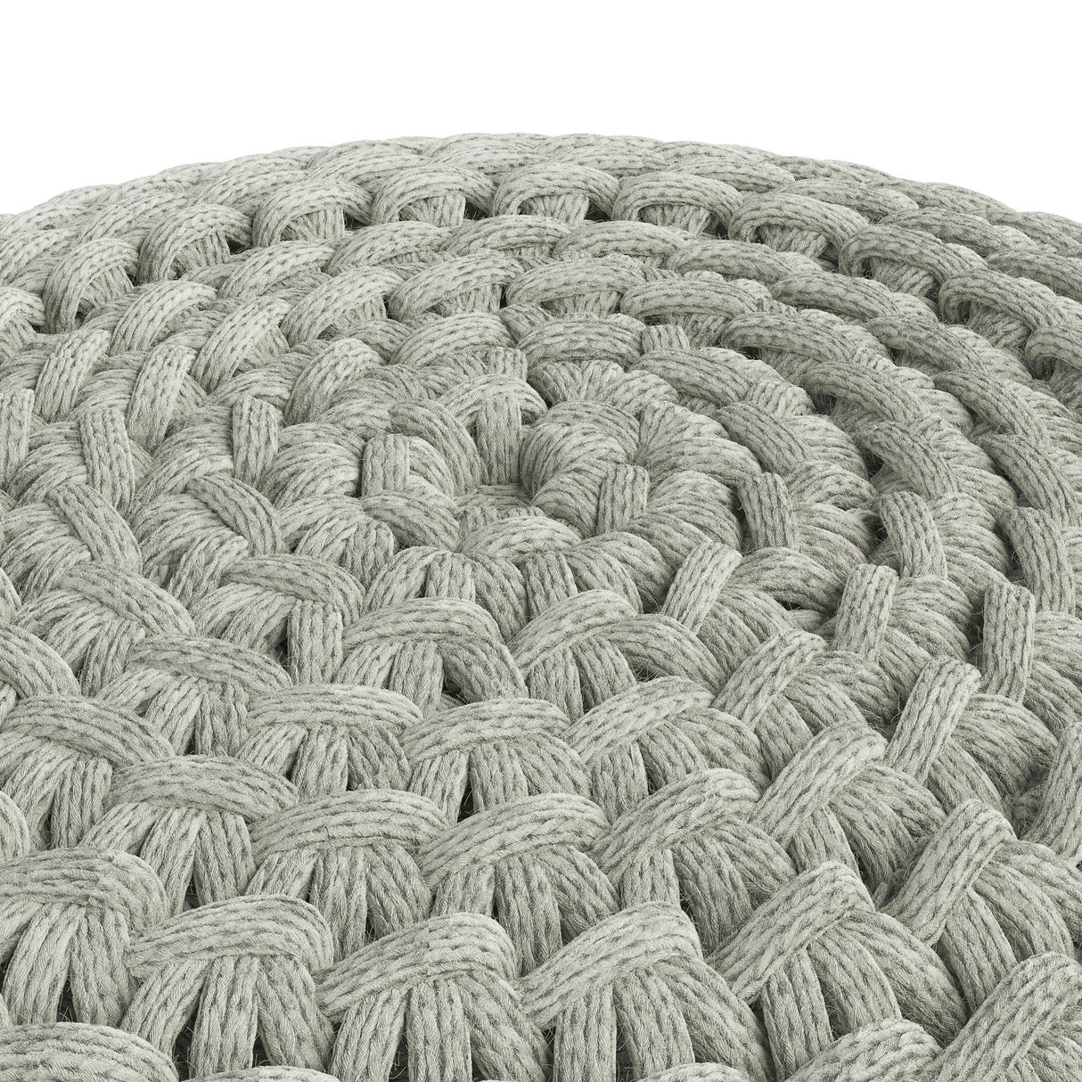 Nisi - Round Knitted Outdoor / Indoor Pouf - Light Gray by Simpli-Home | Bel Furniture