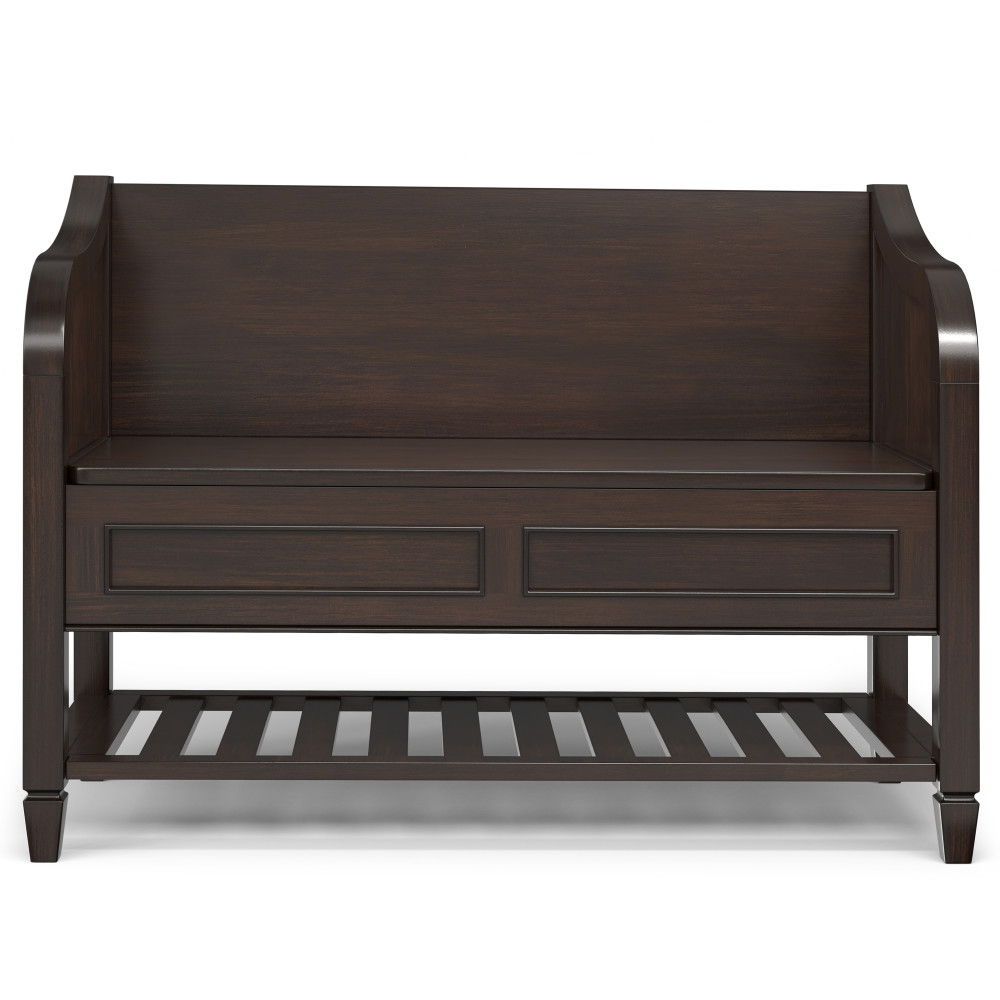 Connaught - Entryway Storage Bench With Shelf - Chestnut by Simpli-Home | Bel Furniture
