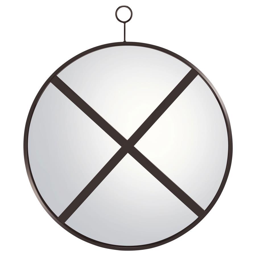 Gwyneth - Round Wall Mirror - Black Nickel by CoasterEveryday | Bel Furniture