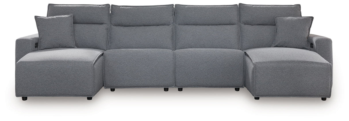 Modmax - Salt And Pepper - Reclining Sectional Gray 4 Pc. Double Chaise Power Reclining Sectional by Signature Design by Ashley® | Bel Furniture