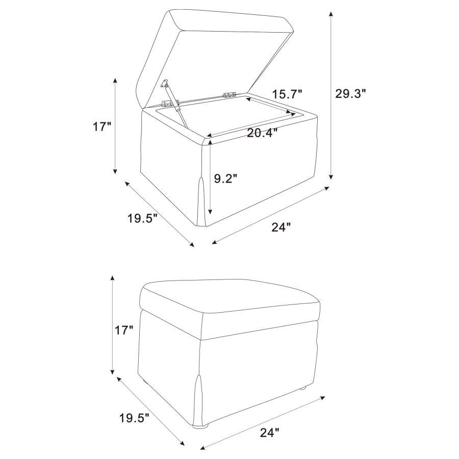 Winter - Upholstered Hydraulic Lift Top Storage Ottoman by Coaster Fine Furniture | Bel Furniture
