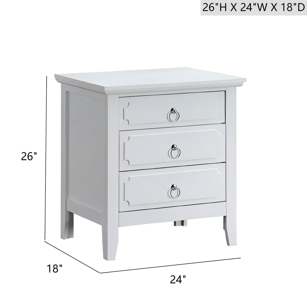 Hammond - 3 Drawer Nightstand - White