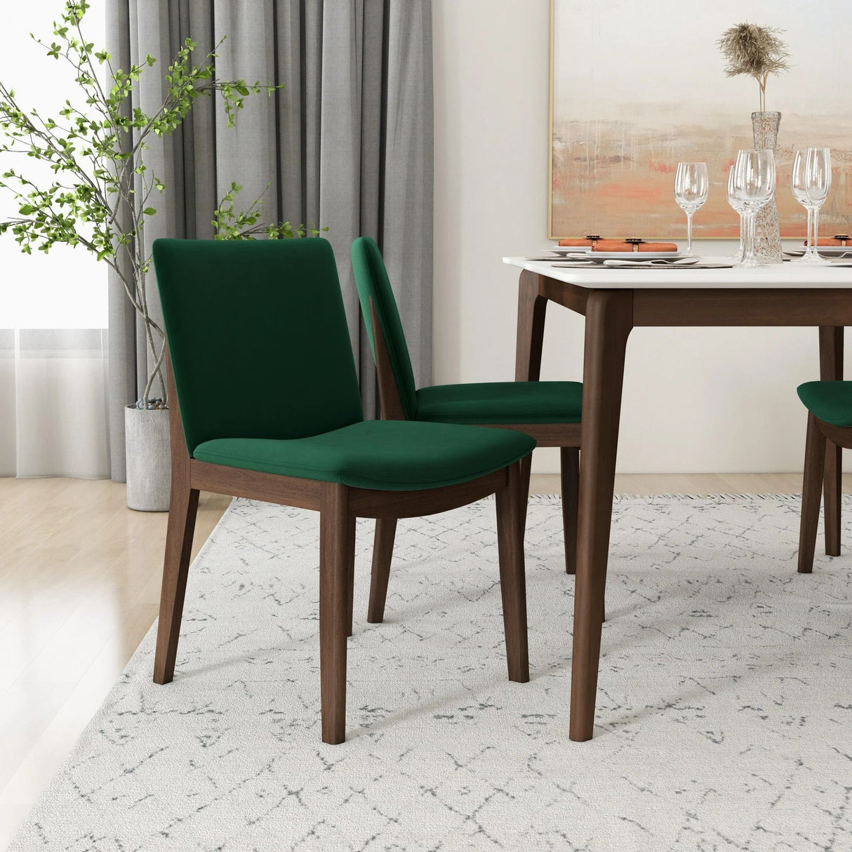 Laura - Mid-Century Modern Solid Wood Dining Chair (Set of 2)