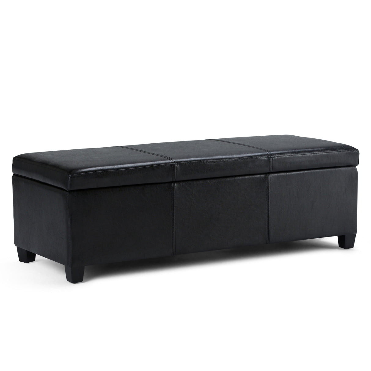 Avalon - Multifunctional Storage Ottoman Bench Black 48.4"W x 18.1"D x 16.1"H Faux Leather by Simpli-Home | Bel Furniture
