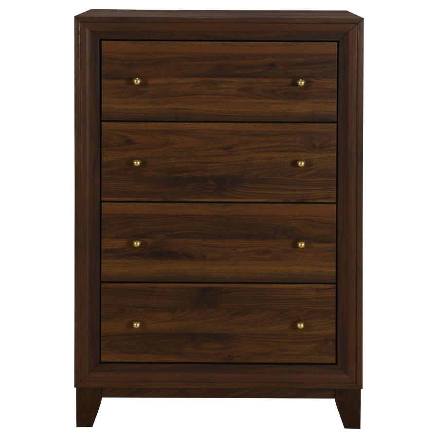 Welsley - 4-Drawer Chest Of Drawers - Walnut by Coaster Fine Furniture | Bel Furniture