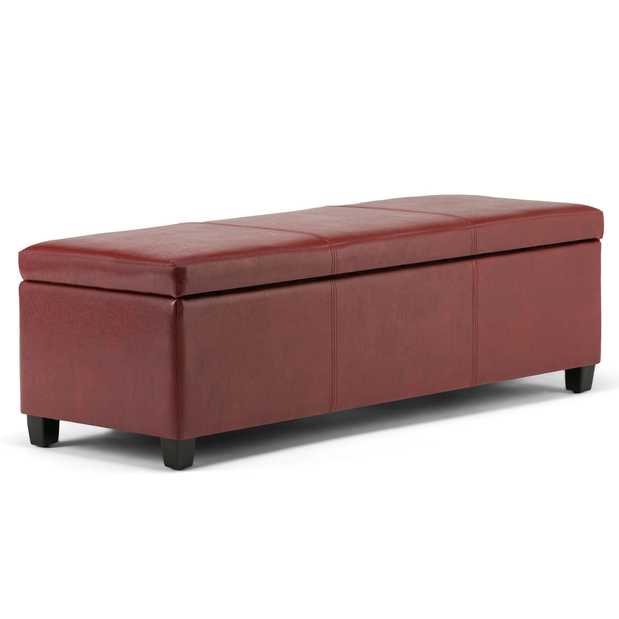 Avalon - Multifunctional Storage Ottoman Bench Red 48.4"W x 18.1"D x 16.1"H Faux Leather by Simpli-Home | Bel Furniture
