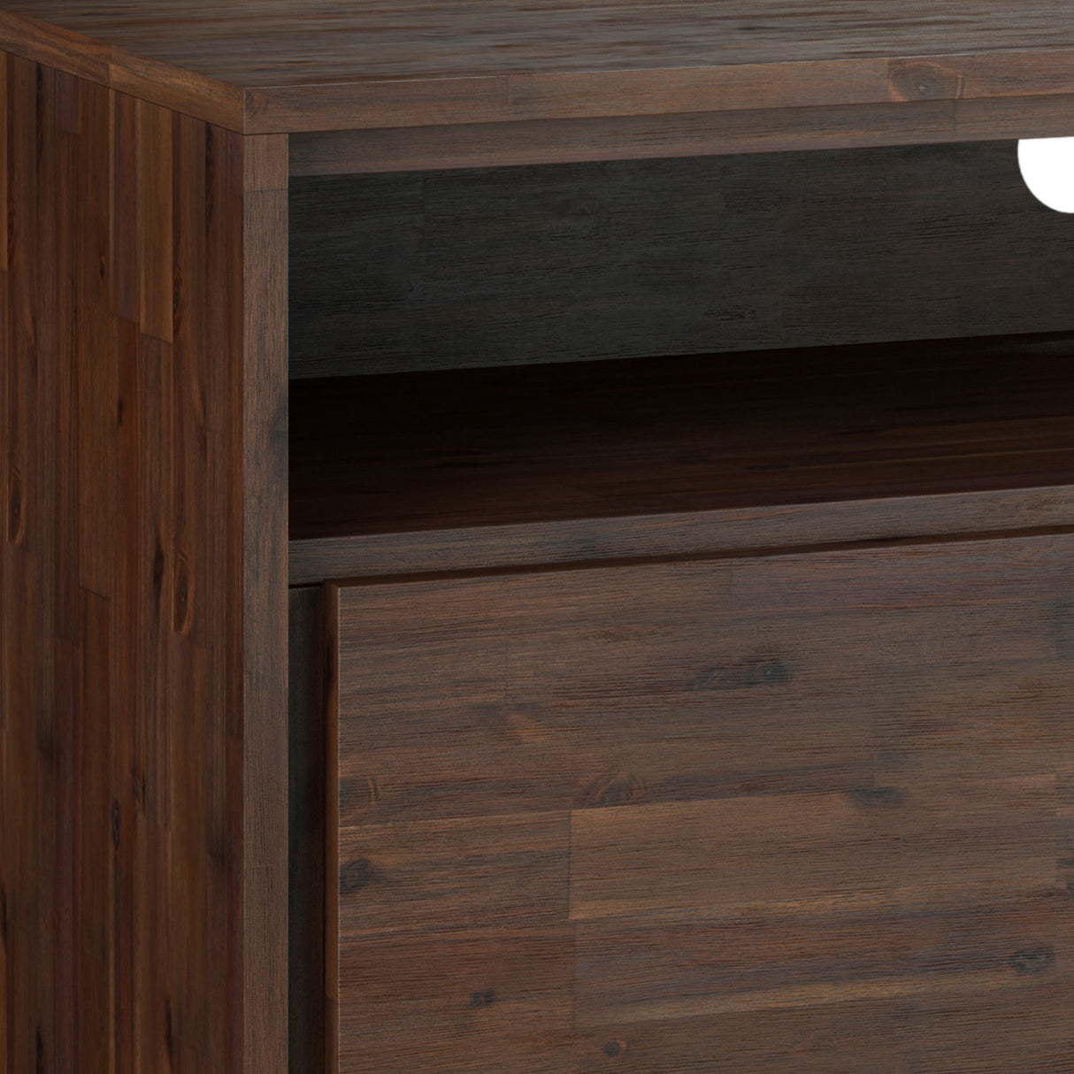 Lowry - Handcrafted TV Media Stand - Distressed Charcoal Brown by Simpli-Home | Bel Furniture