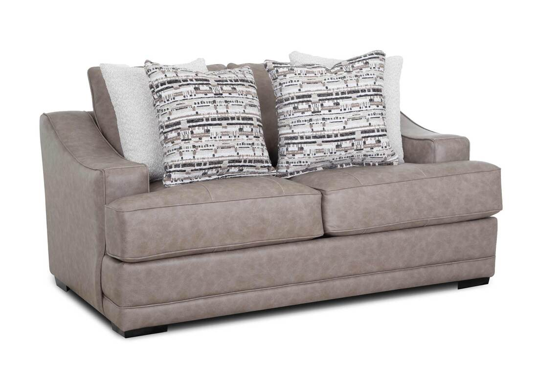 Taupe Gray Transitional 2 Piece Sofa and Loveseat Set with Flared Arms & Reversible Cushions