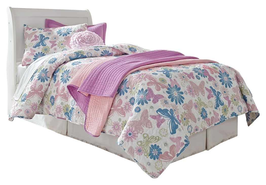 Anarasia - Twin Sleigh Headboard with Bolt on Bed Frame - White