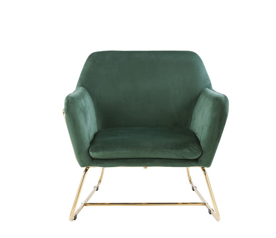Keira - Velvet Accent Chair With Metal Base by Lilola Home | Bel Furniture