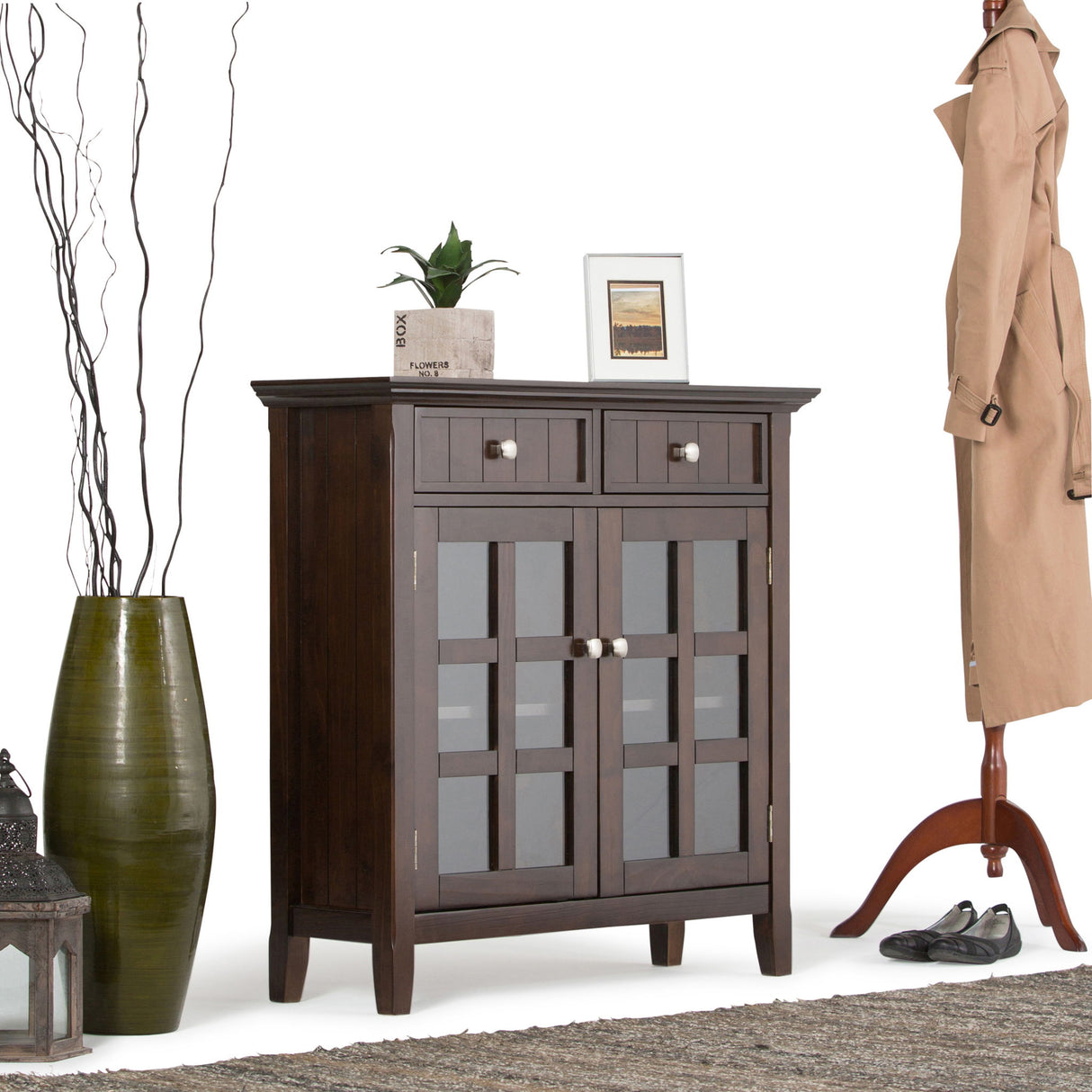 Acadian - Entryway Storage Cabinet - Brunette Brown by Simpli-Home | Bel Furniture